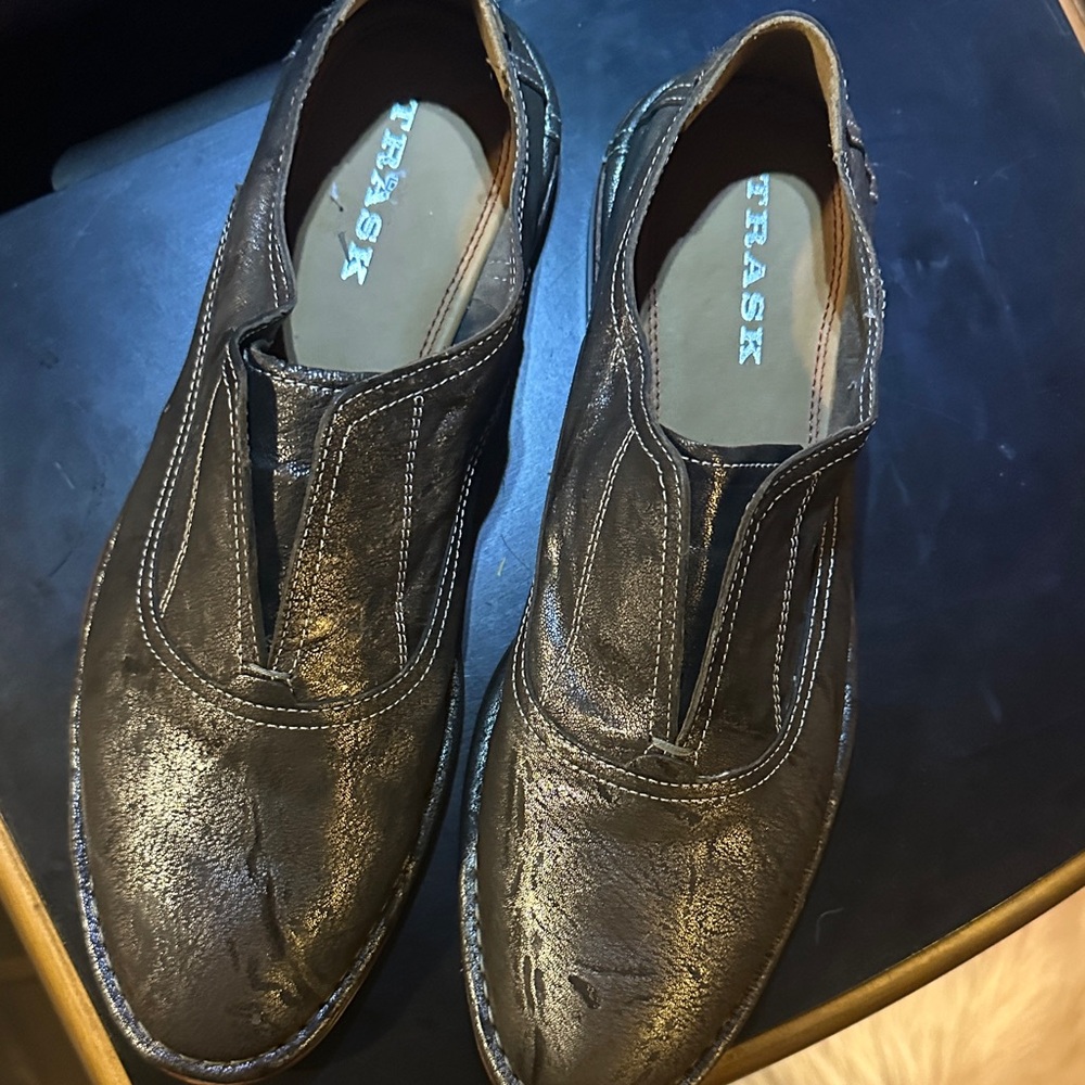 H.S. Trask Metallic Dark Brown Leather Loafers size 11M